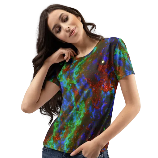 Prismatic Flame on a Women's Crew Neck T-Shirt