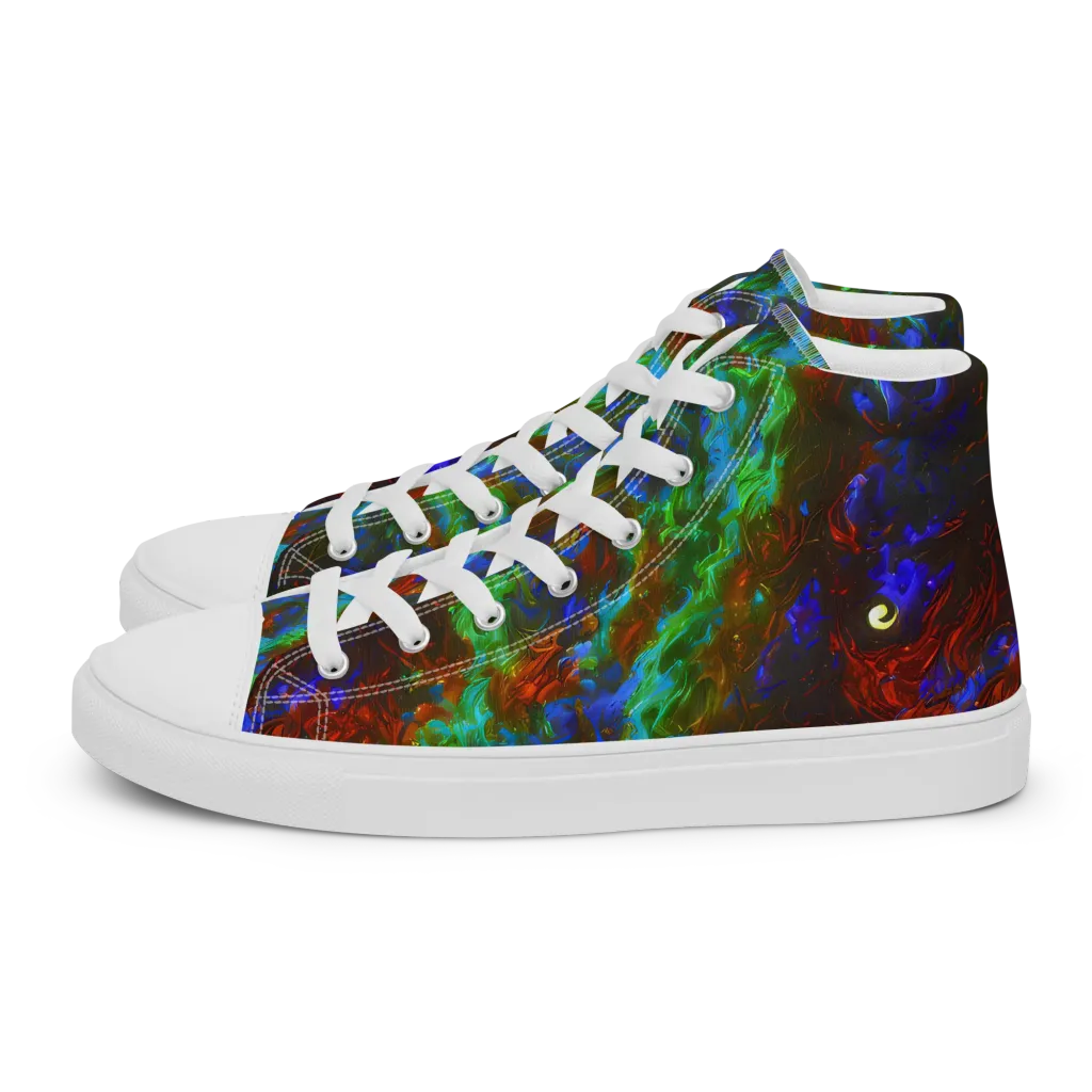 Prismatic Flame on Women's High Top Canvas Shoes — Left