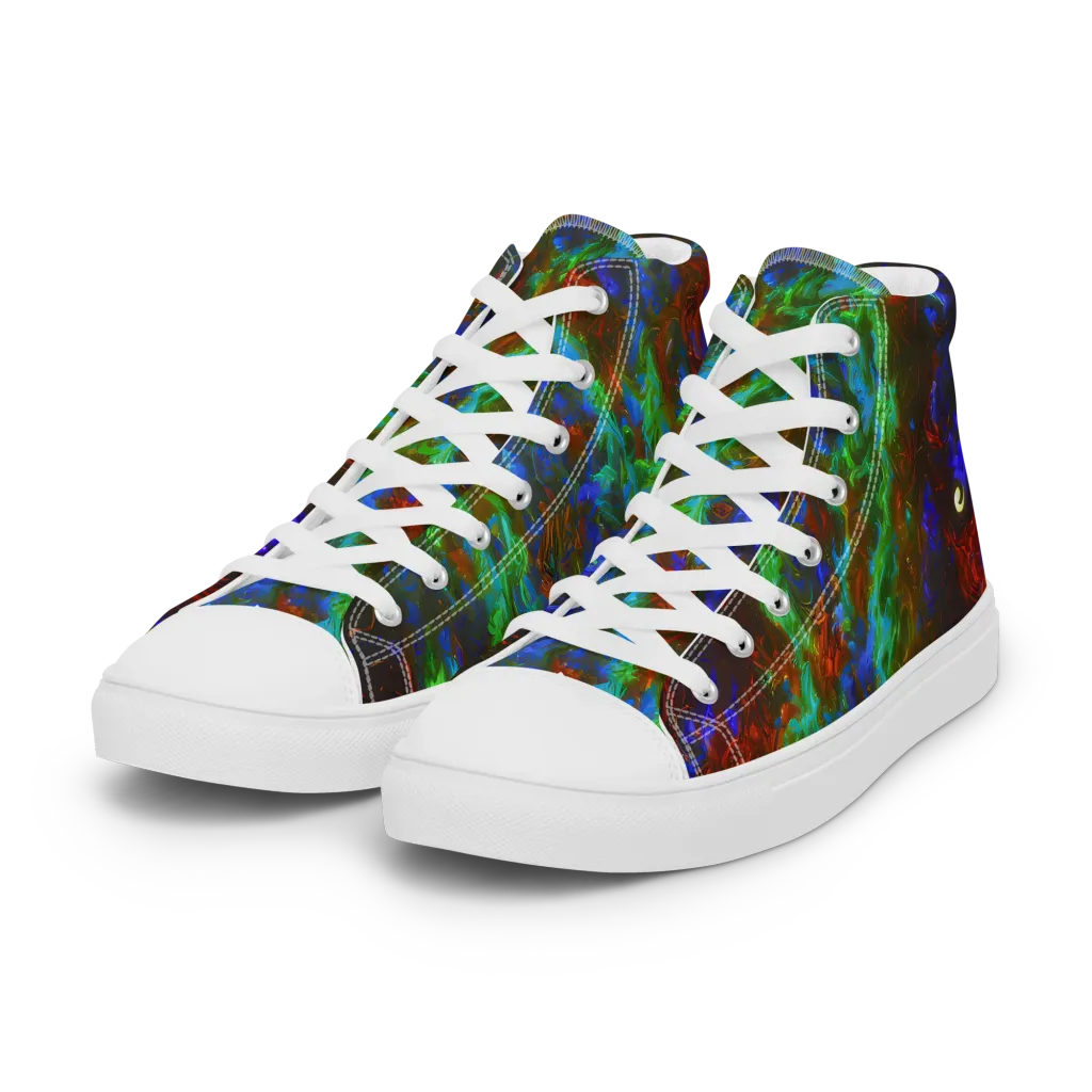 Prismatic Flame on Women's High Top Canvas Shoes — Left Front