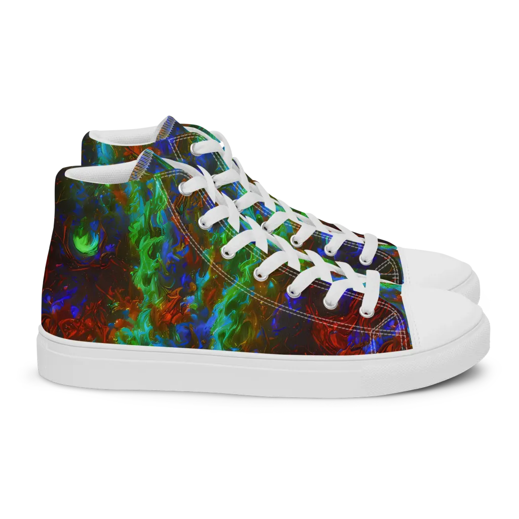 Prismatic Flame on Women's High Top Canvas Shoes — Right