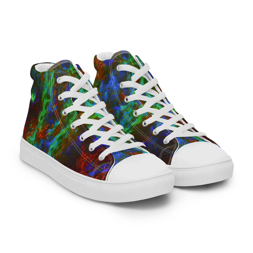 Prismatic Flame on Women's High Top Canvas Shoes — Right Front