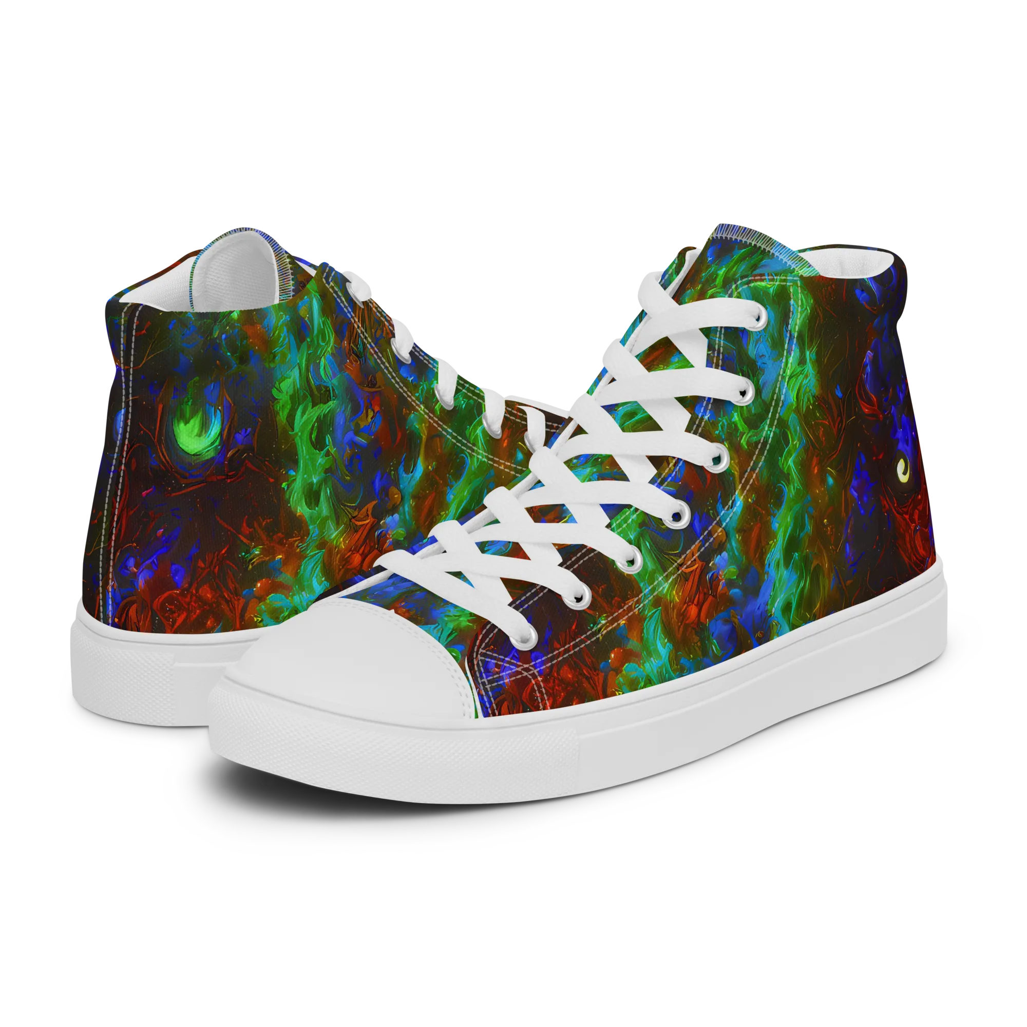Prismatic Flame on Women's High Top Canvas Shoes — Left