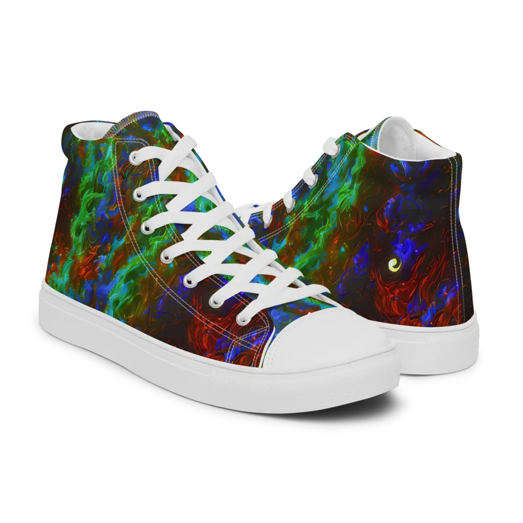 Prismatic Flame on Women's High Top Canvas Shoes — Right