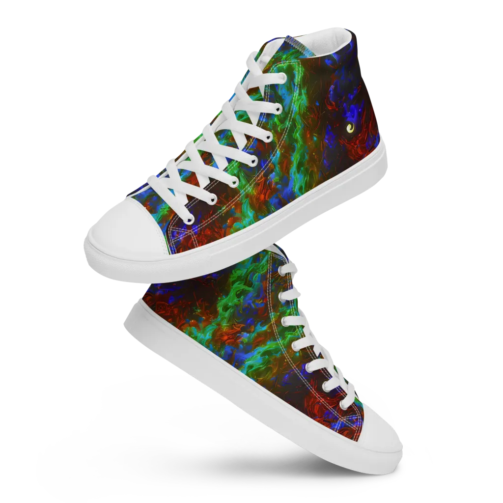 Prismatic Flame on Women's High Top Canvas Shoes — Front