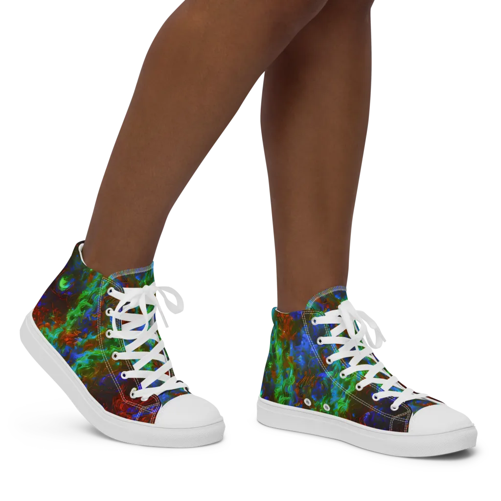Prismatic Flame on Women's High Top Canvas Shoes — Right