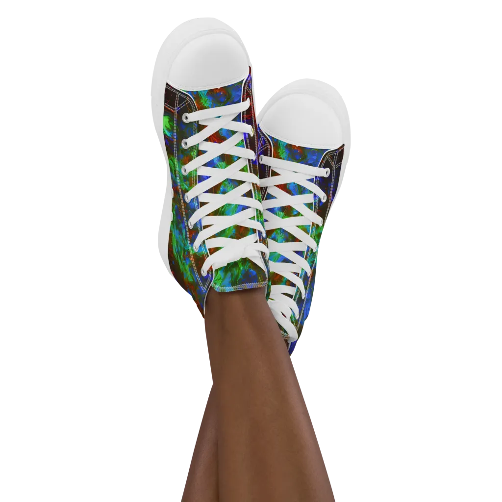 Prismatic Flame on Women's High Top Canvas Shoes — Front