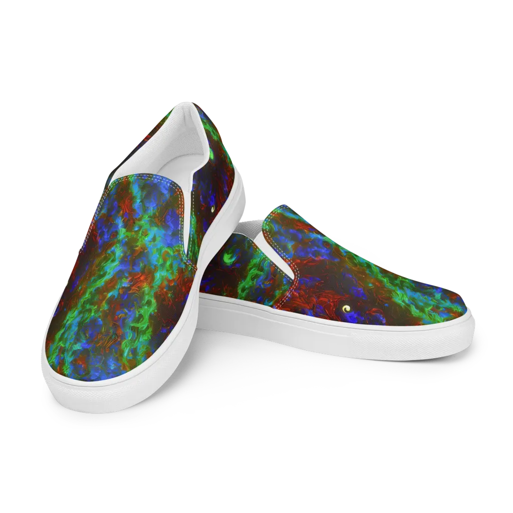 Prismatic Flame on Men's Slip-On Canvas Shoes — Left Front