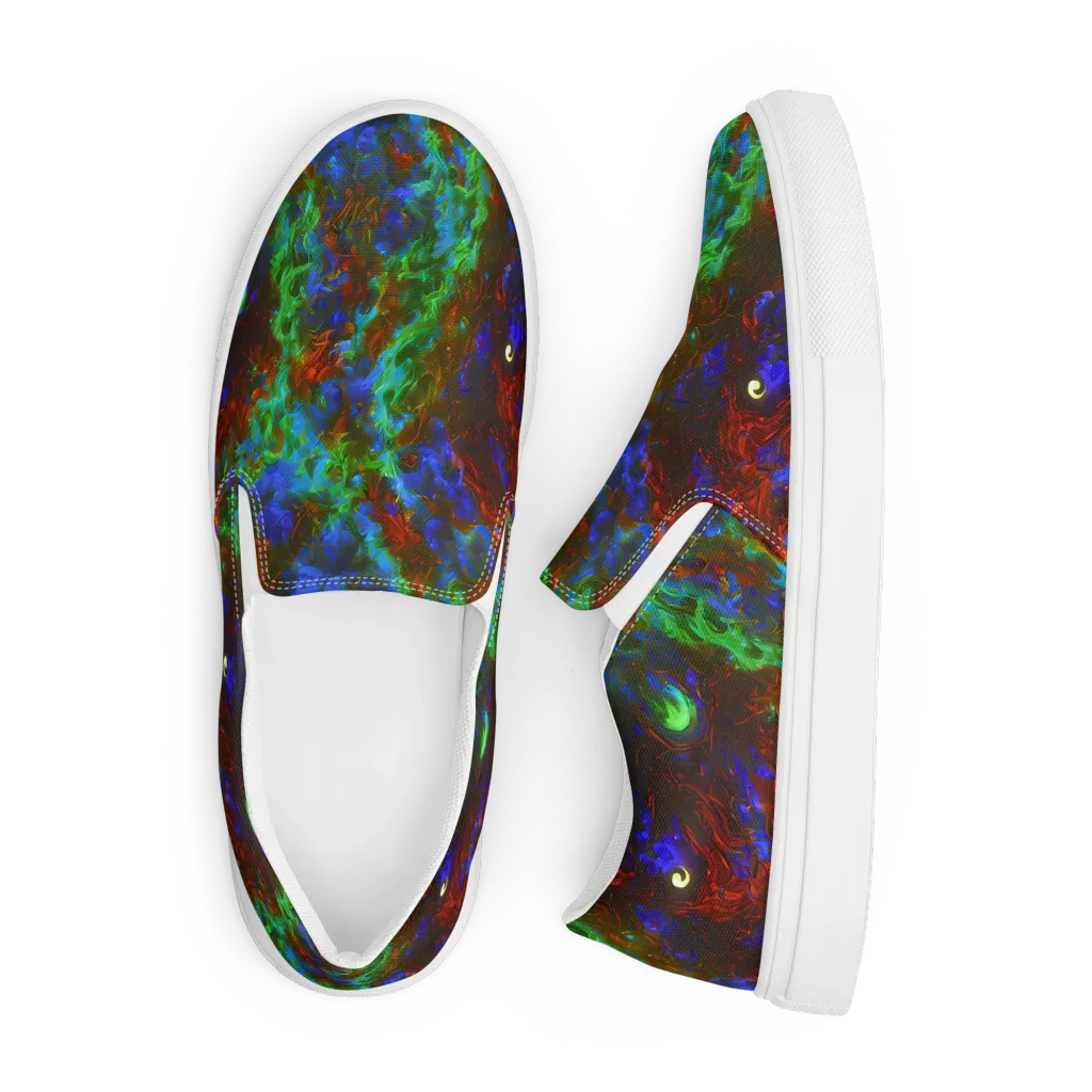 Prismatic Flame on Men's Slip-On Canvas Shoes — Front