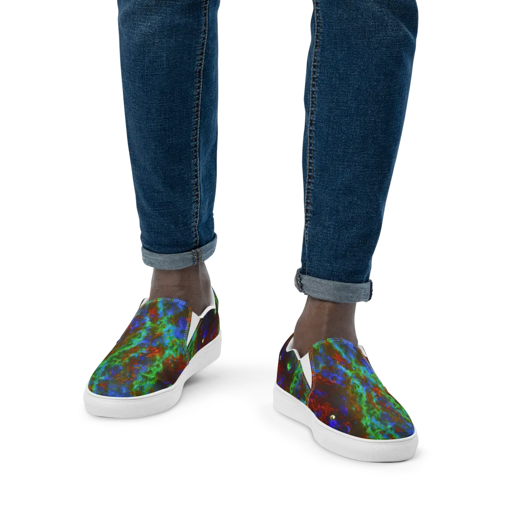 Prismatic Flame on Men's Slip-On Canvas Shoes — Front