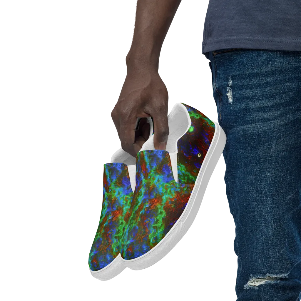Prismatic Flame on Men's Slip-On Canvas Shoes — Left Front