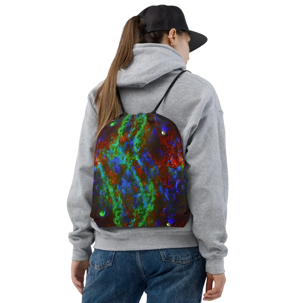 Prismatic Flame on Drawstring Bag — Front