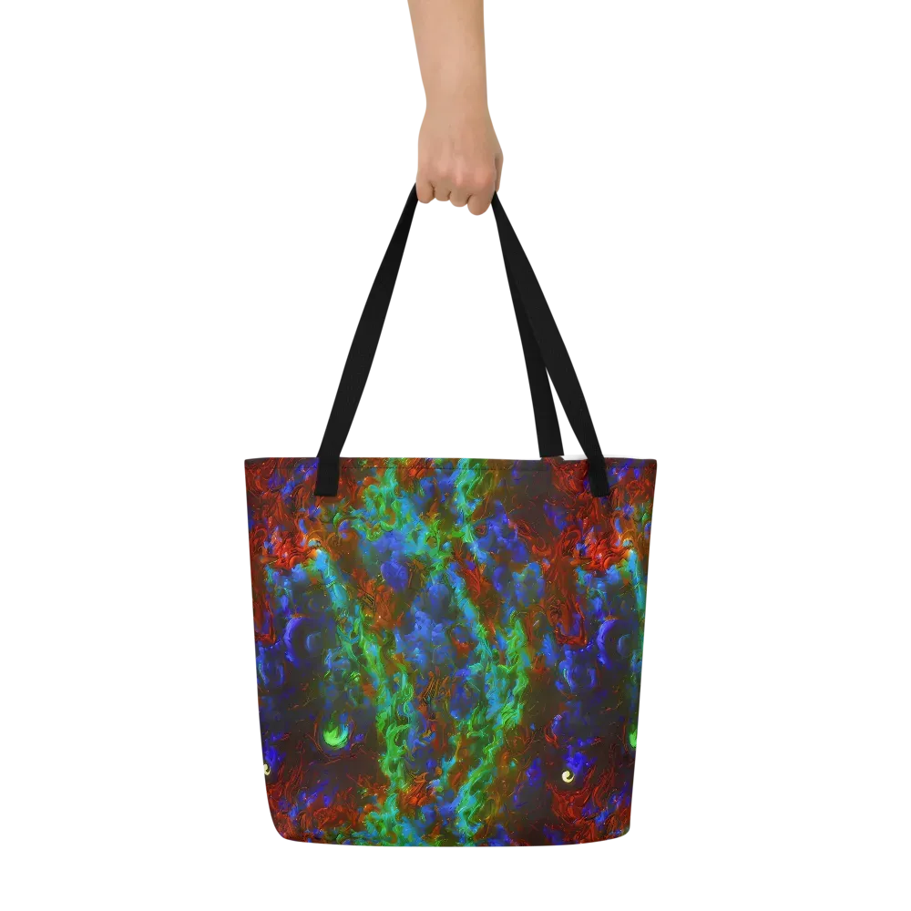 Prismatic Flame on Large Tote Bag W/ Pocket — Front