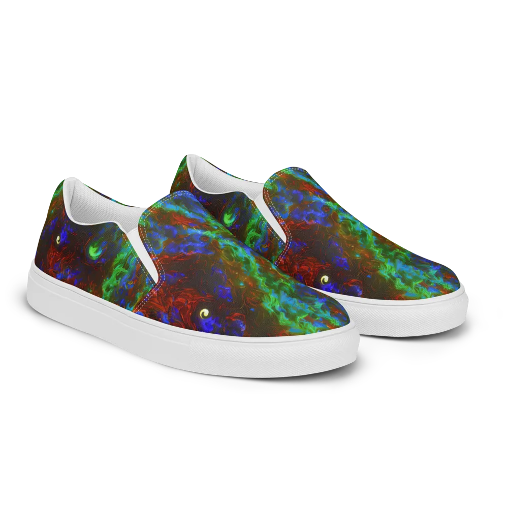 Prismatic Flame on Women's Slip-On Canvas Shoes — Right Front