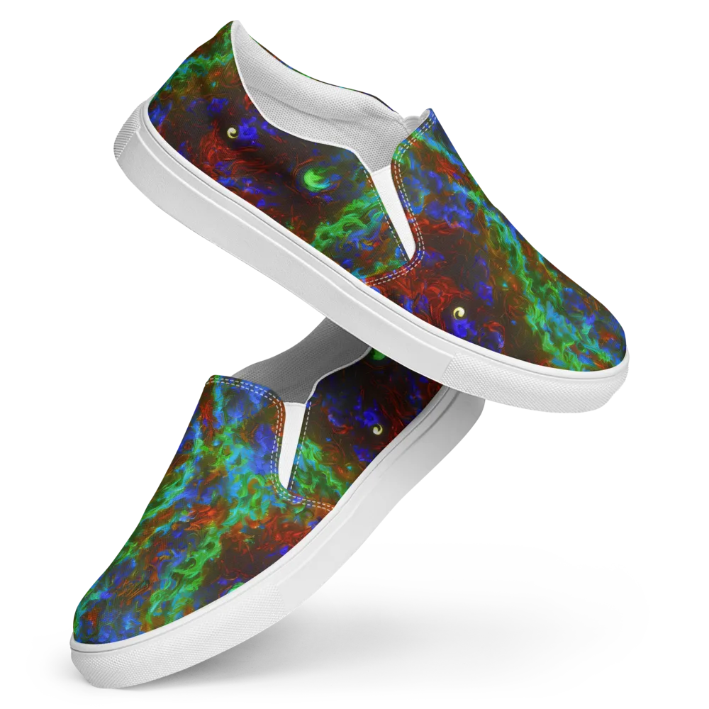Prismatic Flame on Women's Slip-On Canvas Shoes — Front