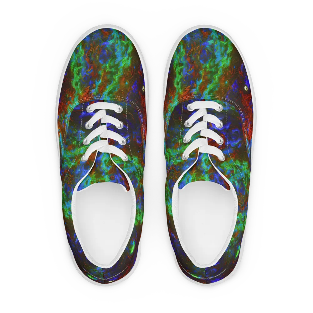 Prismatic Flame on Men's Lace-Up Canvas Shoes — Front