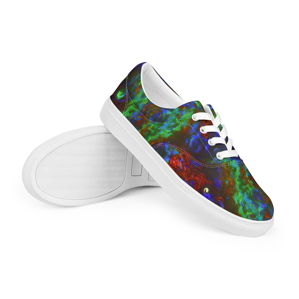 Prismatic Flame on Men's Lace-Up Canvas Shoes — Right Front