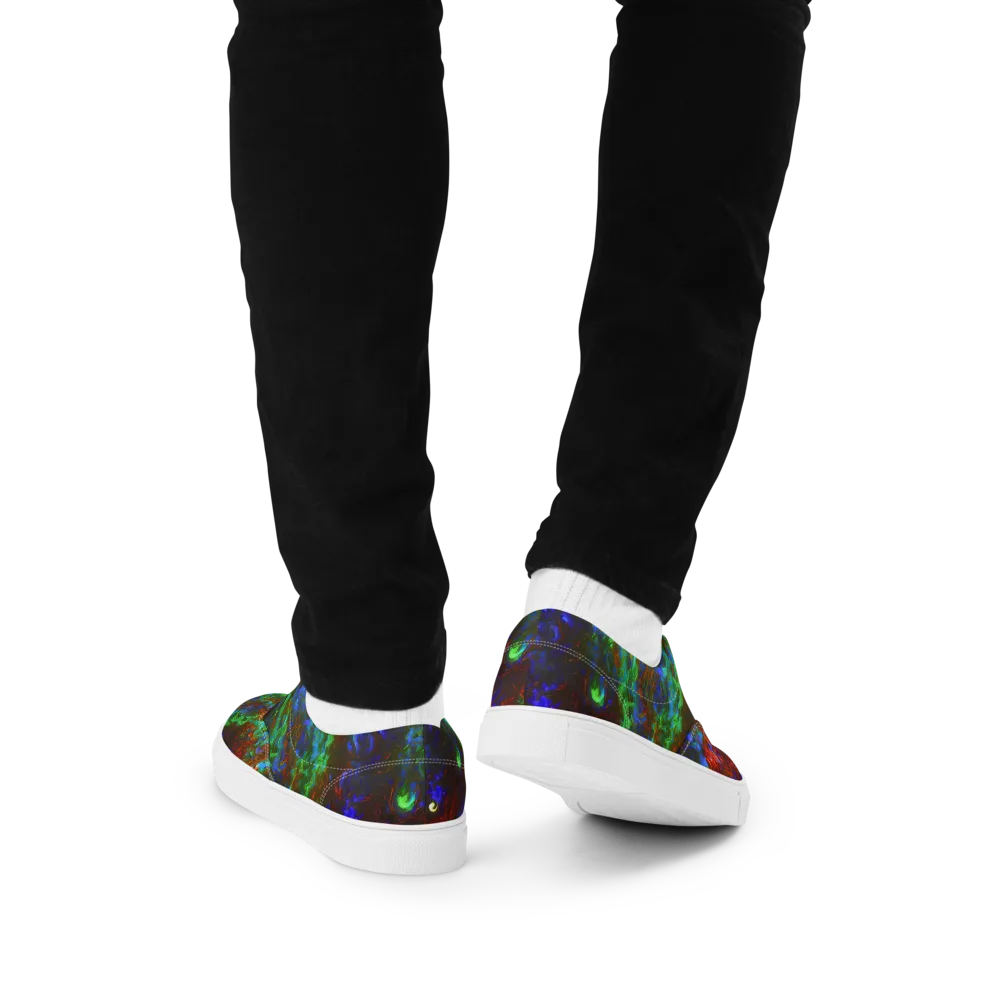 Prismatic Flame on Men's Lace-Up Canvas Shoes — Back