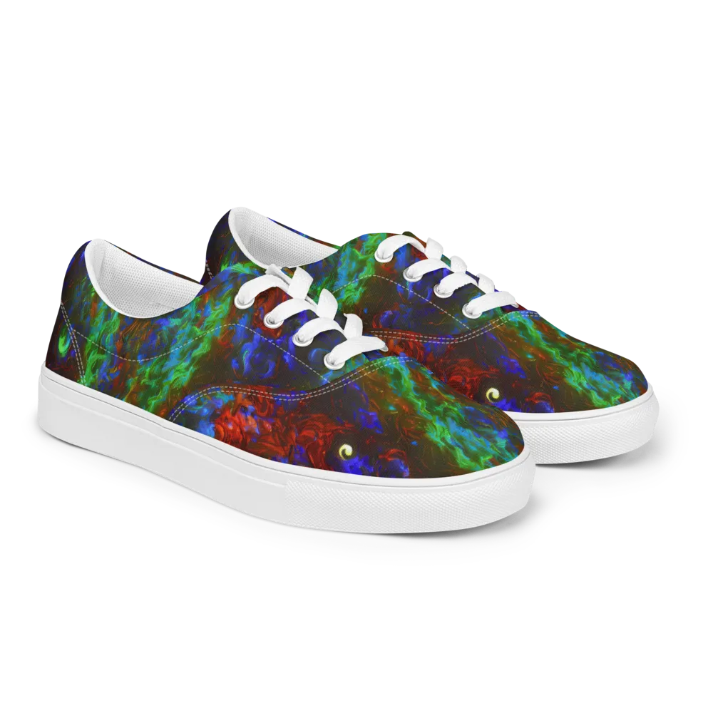 Prismatic Flame on Men's Lace-Up Canvas Shoes — Right Front