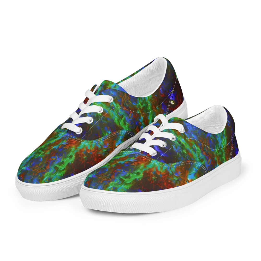 Prismatic Flame on Men's Lace-Up Canvas Shoes — Left Front