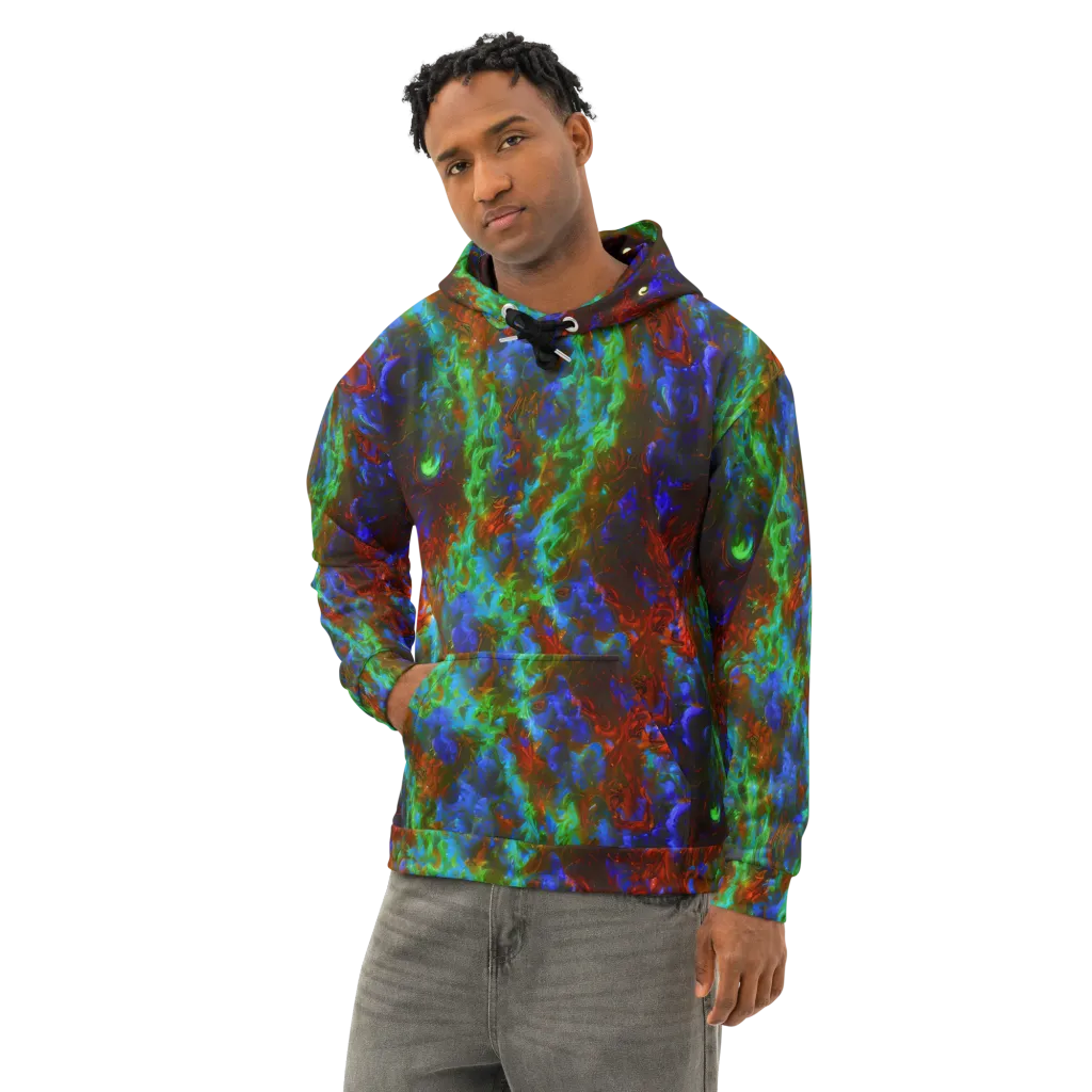 Prismatic Flame on Cotton Hoodie — Left Front