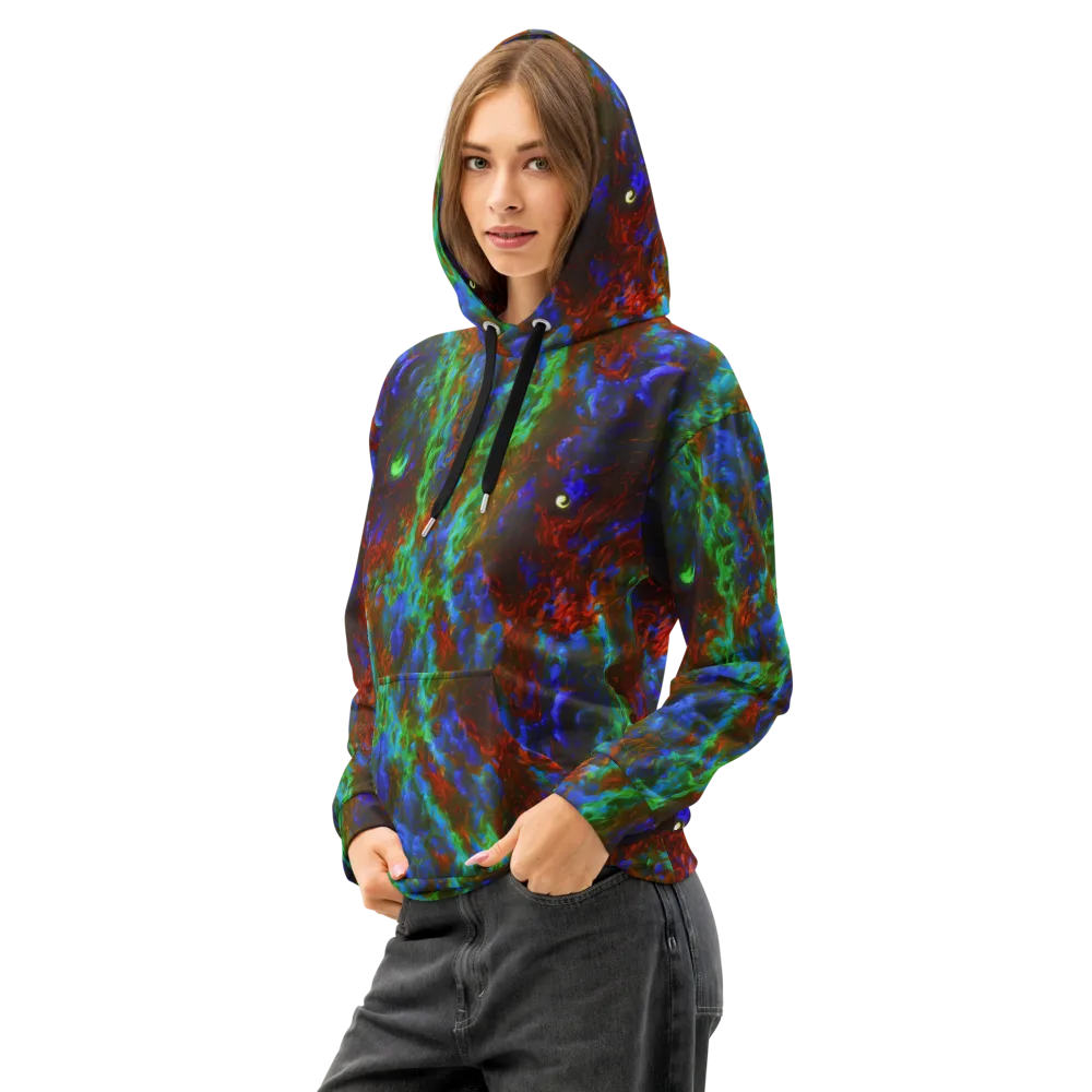 Prismatic Flame on Cotton Hoodie — Left Front