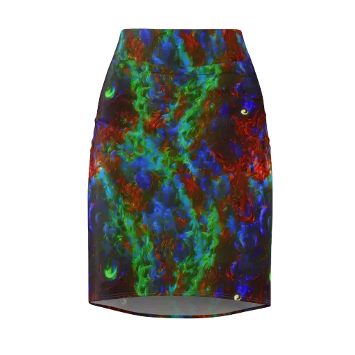 Prismatic Flame on a Pencil Skirt