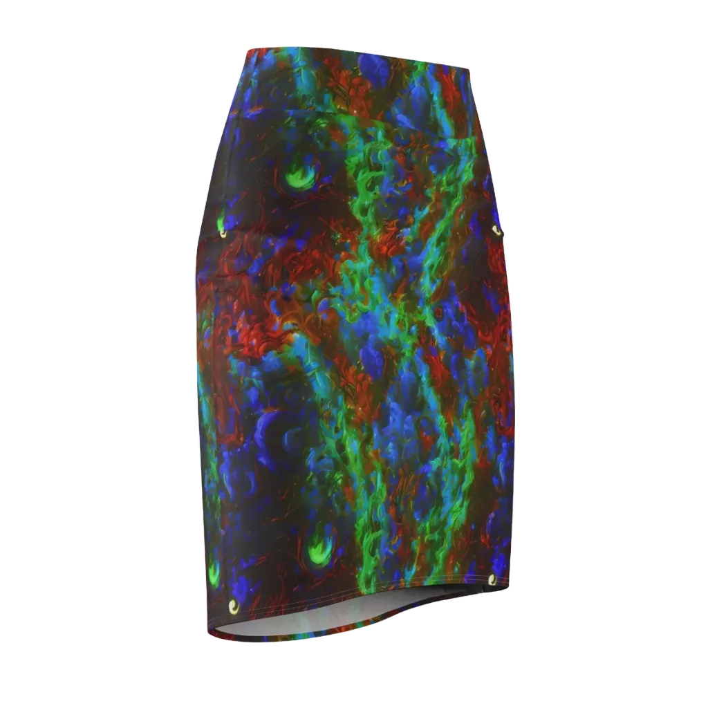 Prismatic Flame on Pencil Skirt — Front Side