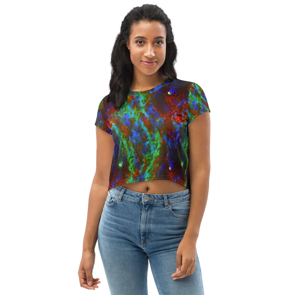 Prismatic Flame on Crop Tee — Front