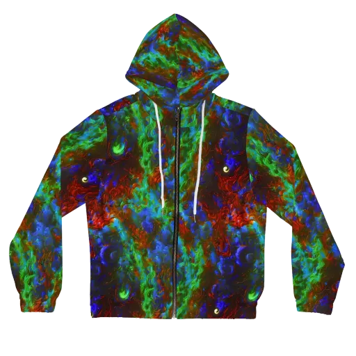 Prismatic Flame on a Women's Full-Zip Hoodie