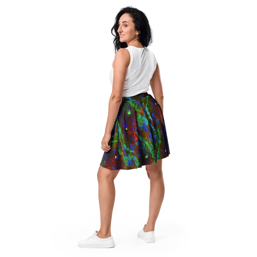 Prismatic Flame on Skater Skirt — Back