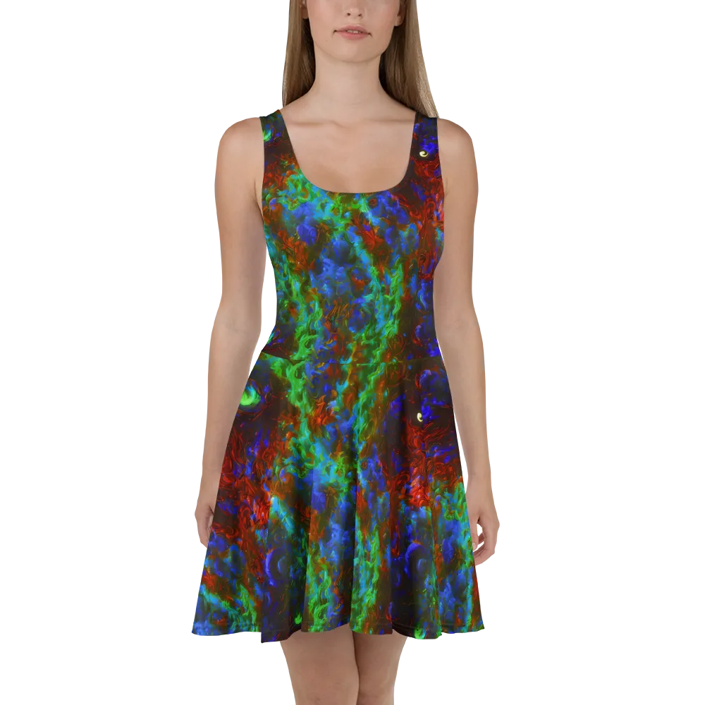 Prismatic Flame on Skater Dress — Front