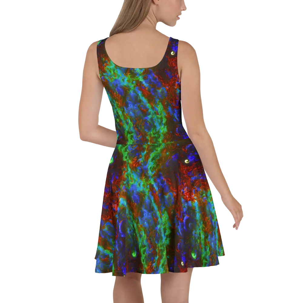 Prismatic Flame on Skater Dress — Back