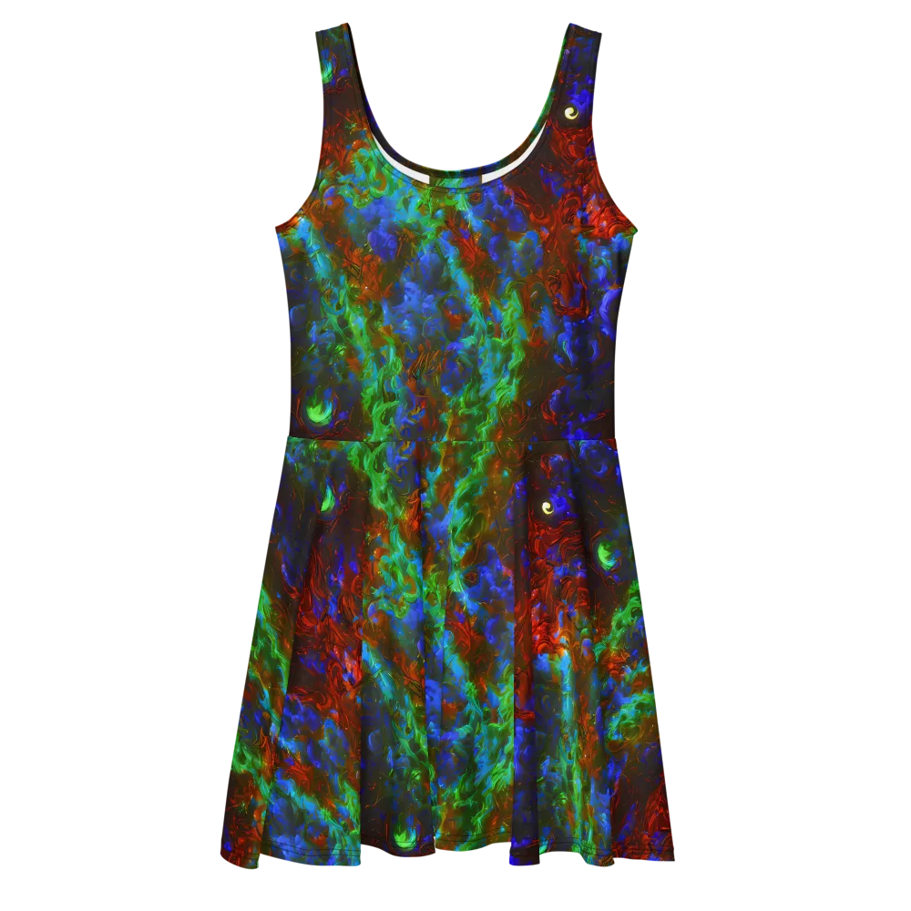 Prismatic Flame on Skater Dress — Front