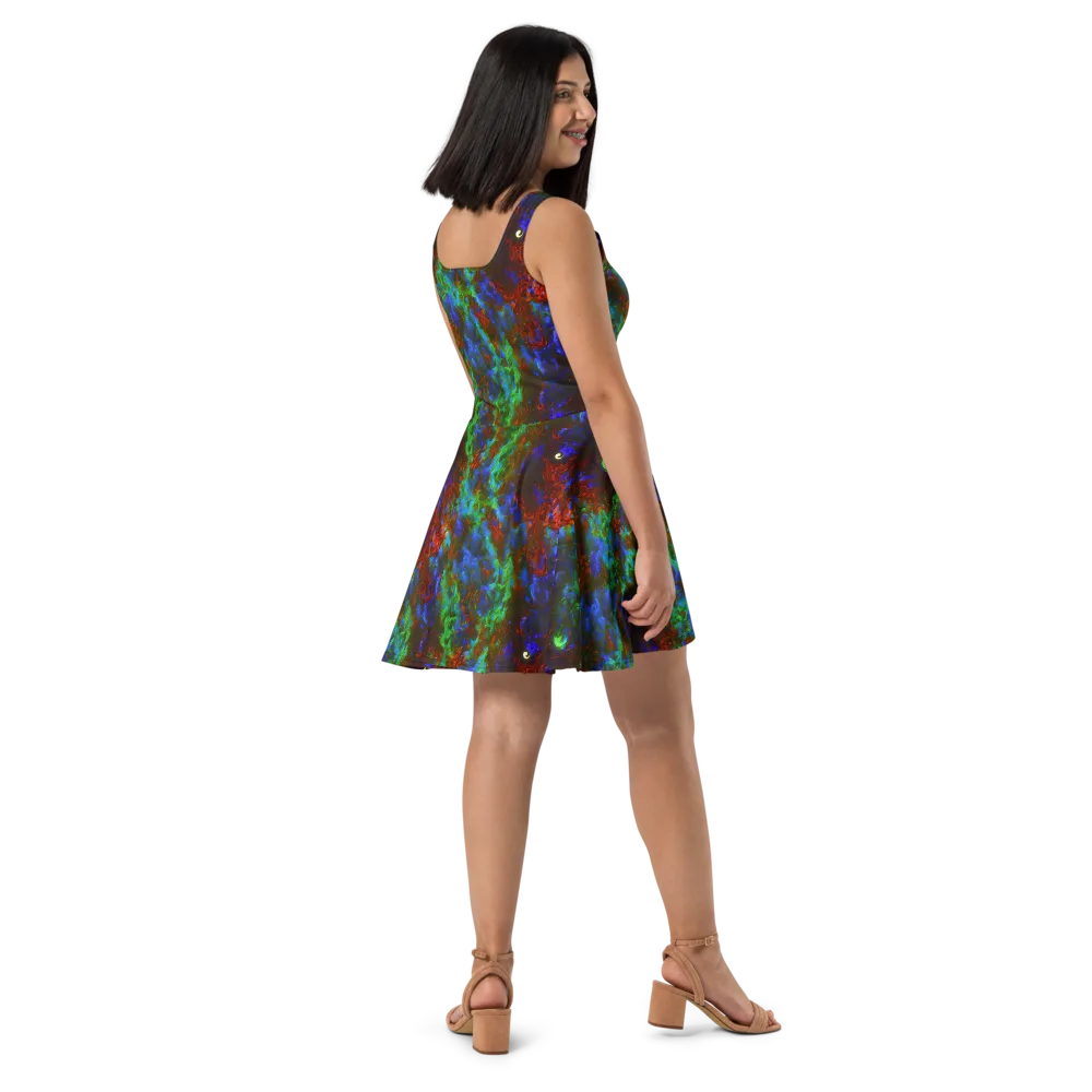 Prismatic Flame on Skater Dress — Right