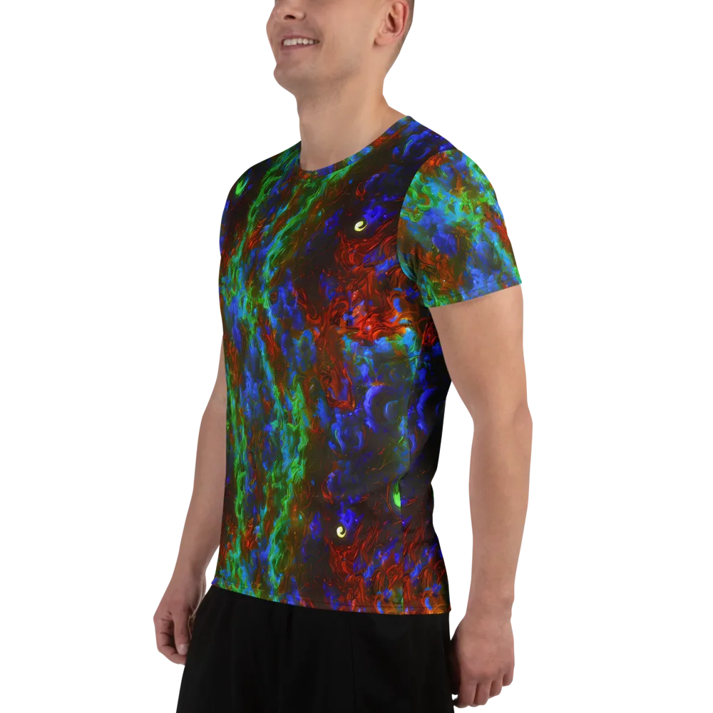 Prismatic Flame on Men's Athletic T-Shirt — Left