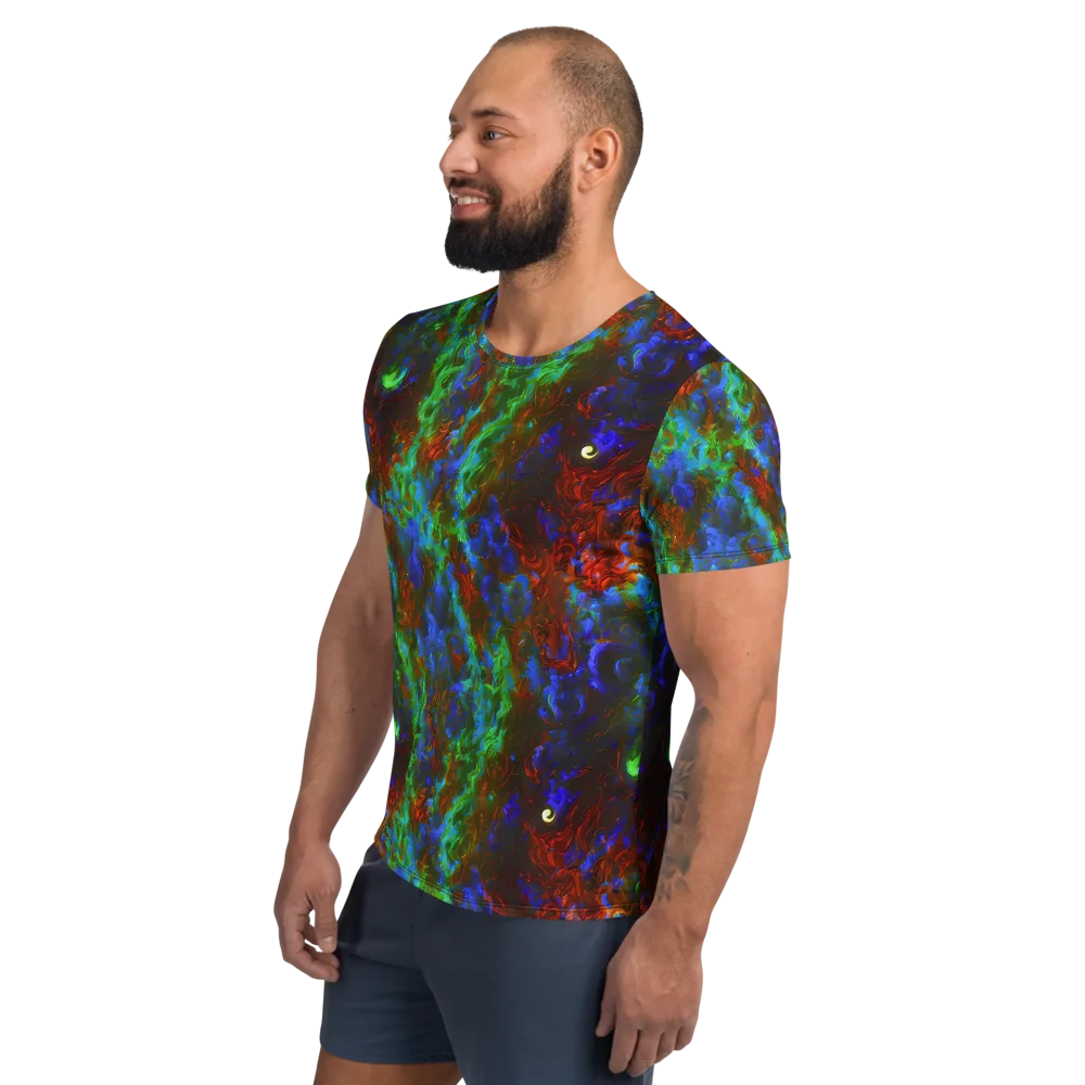 Prismatic Flame on Men's Athletic T-Shirt — Left