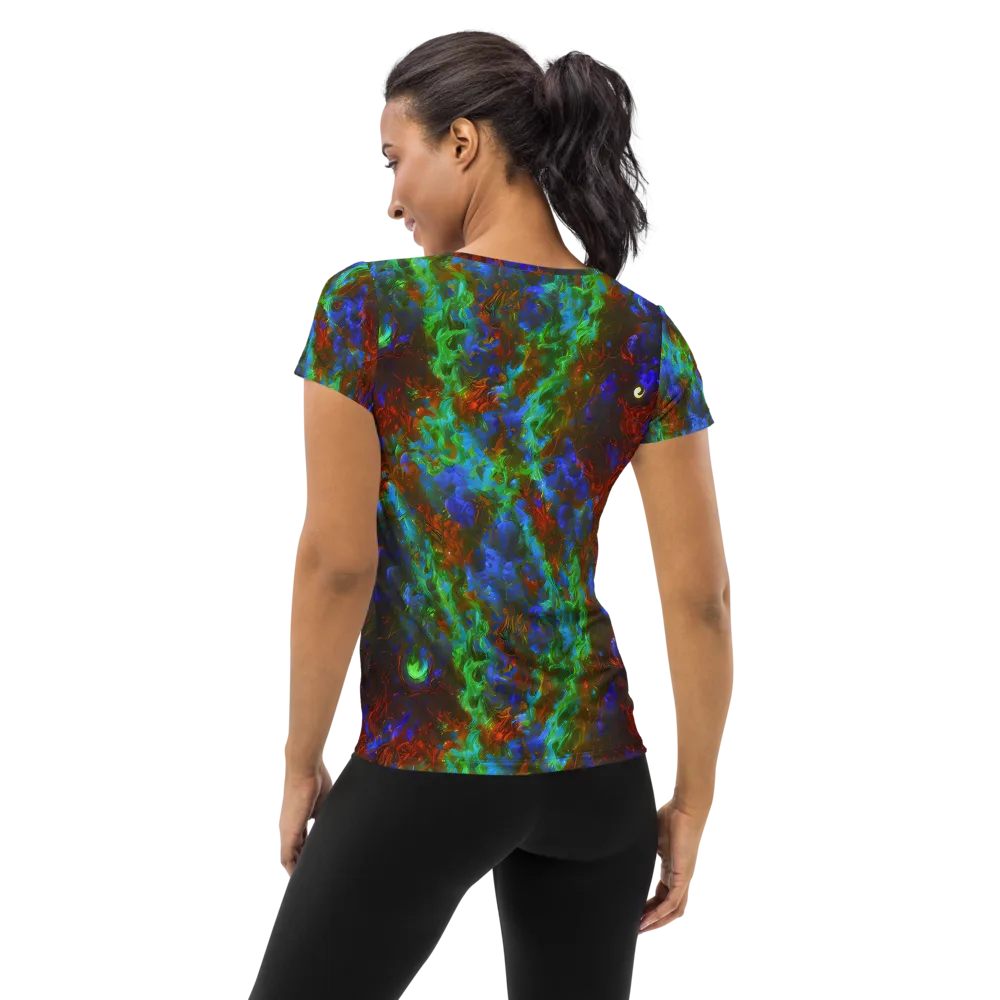 Prismatic Flame on Women's Athletic T-Shirt — Back