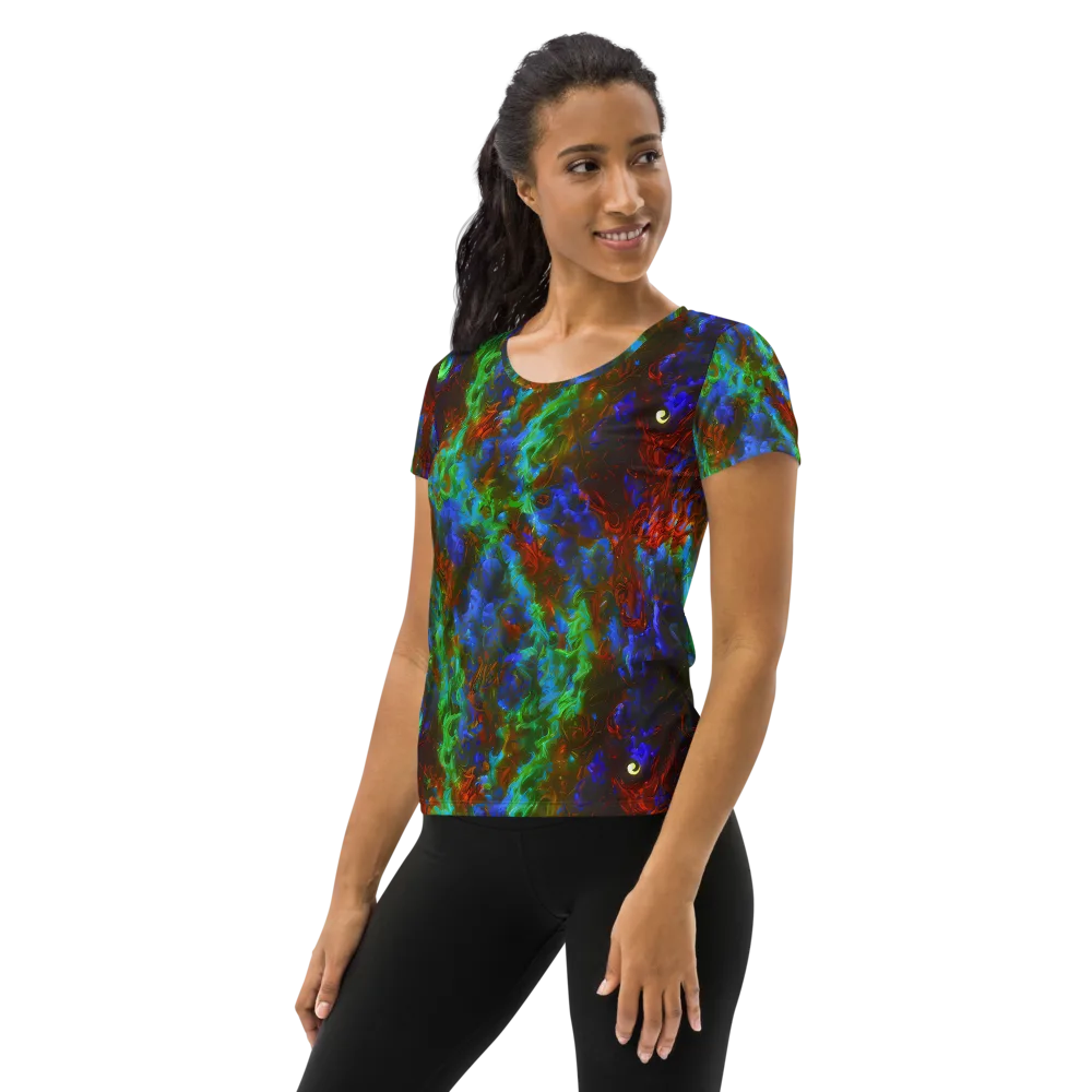 Prismatic Flame on Women's Athletic T-Shirt — Left