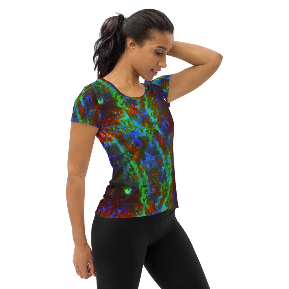 Prismatic Flame on Women's Athletic T-Shirt — Right
