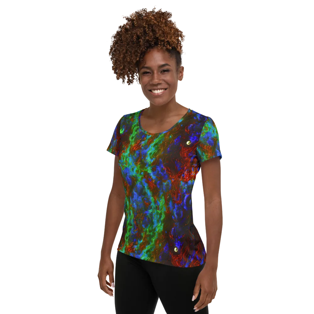 Prismatic Flame on Women's Athletic T-Shirt — Left