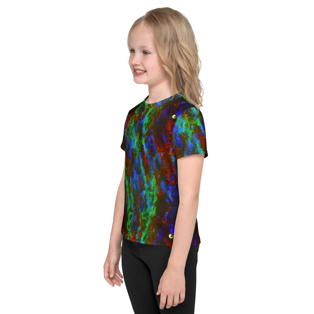 Prismatic Flame on Kids Crew Neck T-Shirt — Left