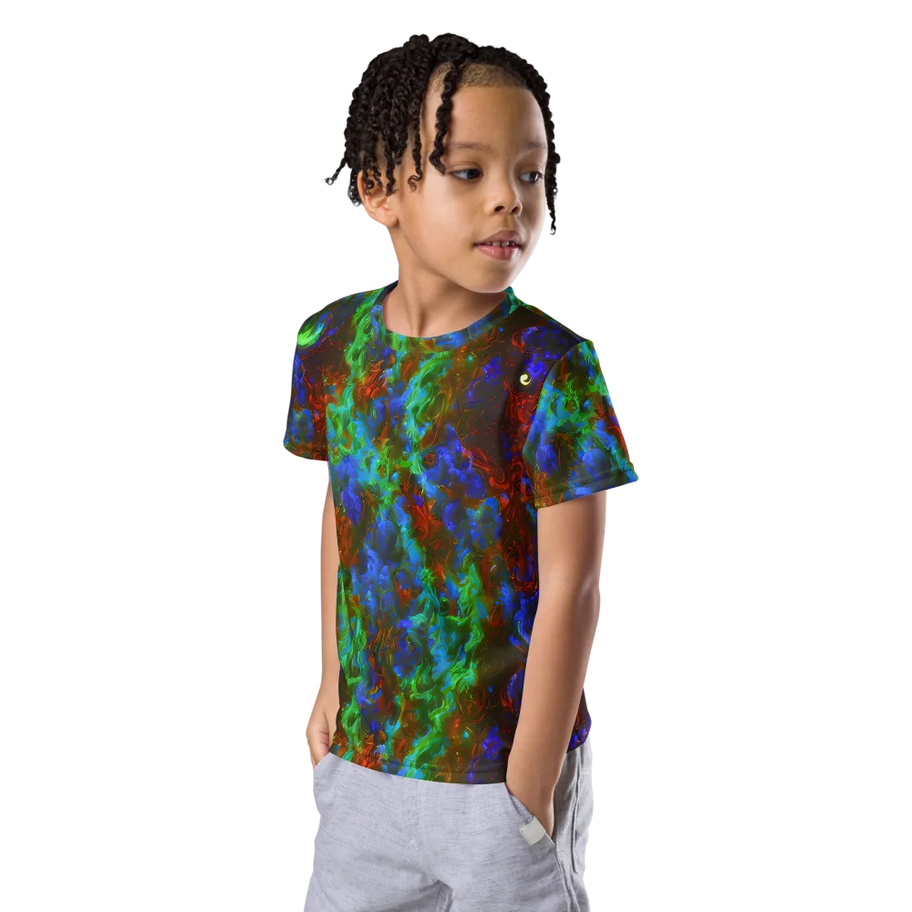 Prismatic Flame on Kids Crew Neck T-Shirt — Left Front