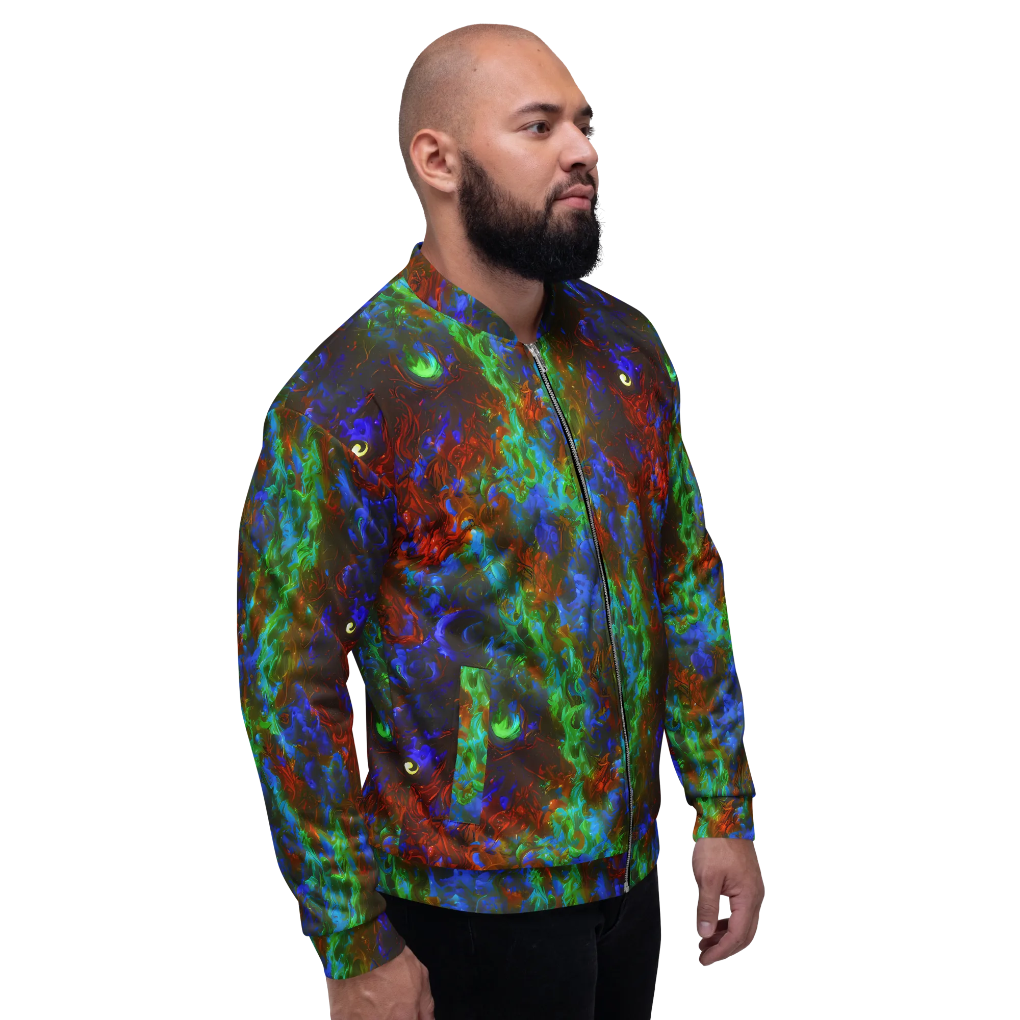 Prismatic Flame on Bomber Jacket — Right