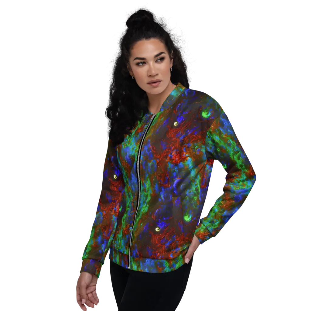 Prismatic Flame on Bomber Jacket — Left