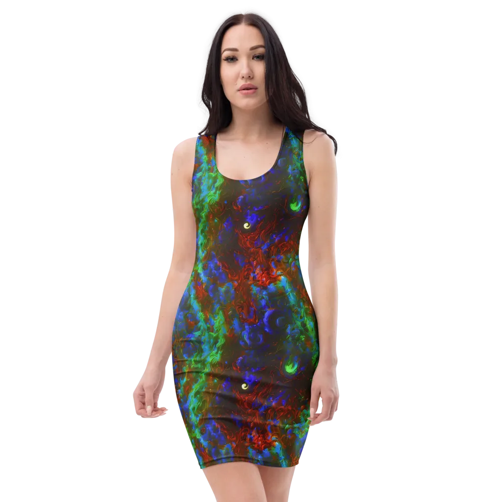 Prismatic Flame on Bodycon Dress — Front