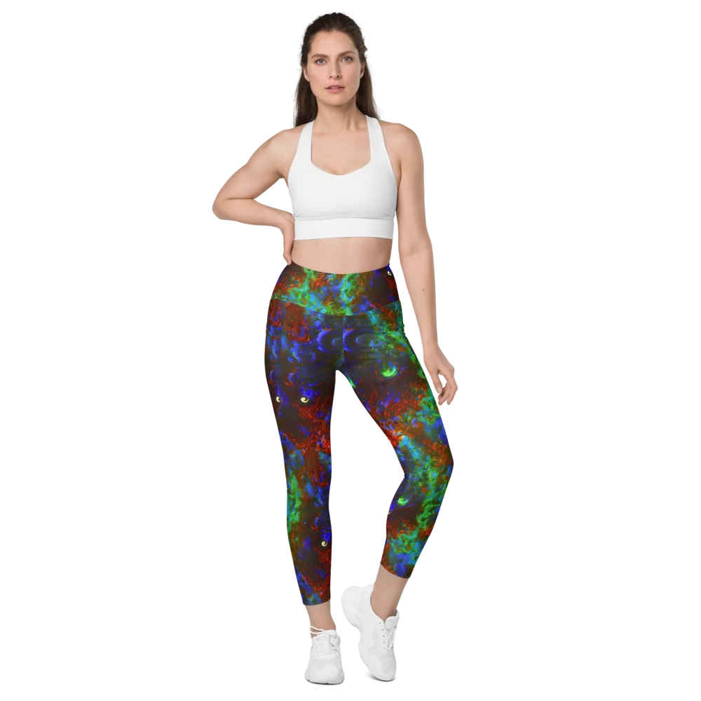Prismatic Flame on Leggings with Pockets — Front