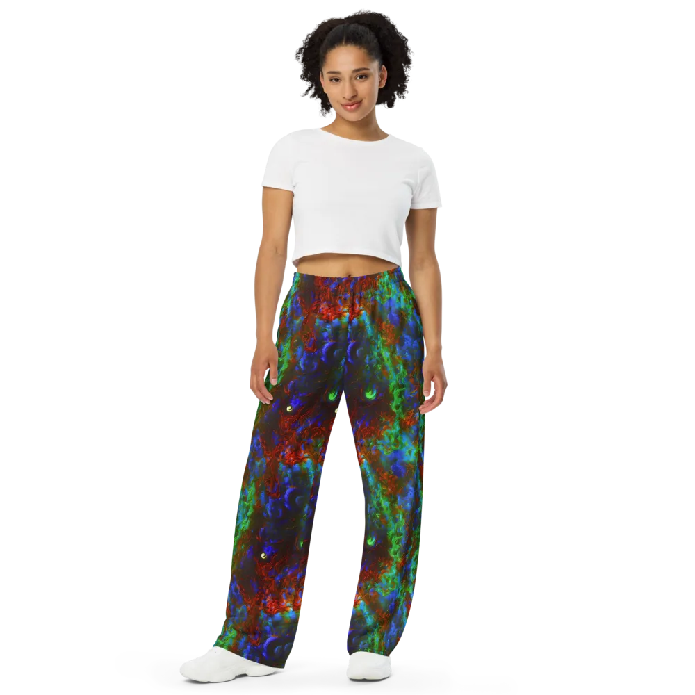 Prismatic Flame on Wide-Leg Pants — Front