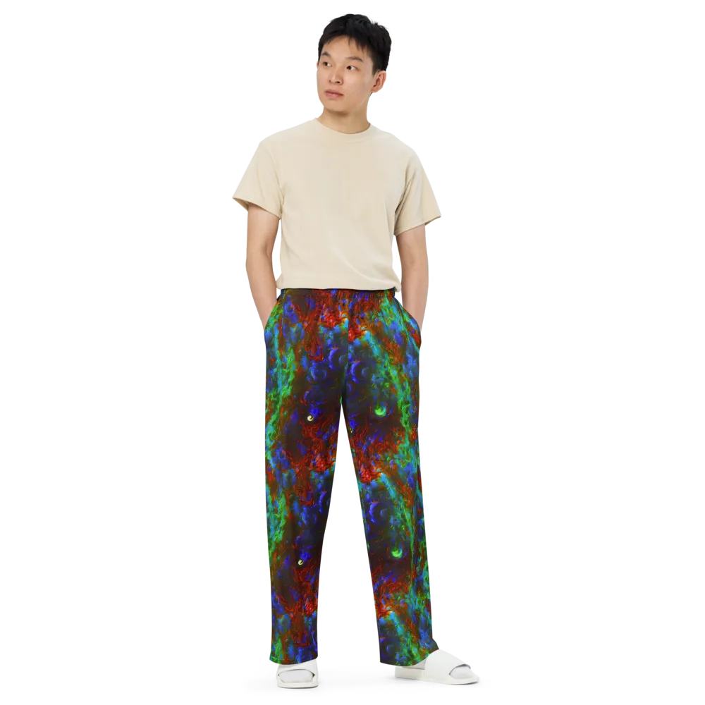 Prismatic Flame on Wide-Leg Pants — Front
