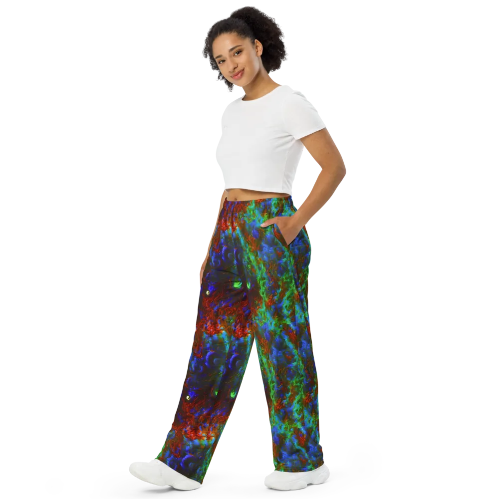 Prismatic Flame on Wide-Leg Pants — Left Front