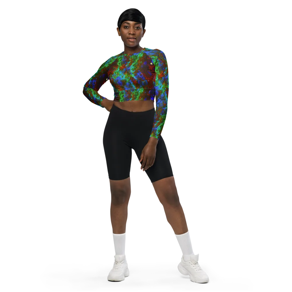 Prismatic Flame on Long Sleeve Crop Top — Front